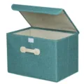 Contenitore di Immagazzinaggio in Tessuto Teal con Coperchio, Organizzatore per Armadio - Piccolo (26x20x16cm) / Verde Lago