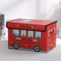 Scatola di immagazzinaggio pieghevole bus scolastico rosso, organizer per giocattoli e vestiti. - Rosso
