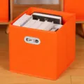 Scatola portaoggetti in tessuto arancione pieghevole giocattoli vestiti libro organizzatore - Stile Cassetto Arancione Doppio Manico