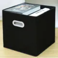 Scatola portaoggetti in tessuto pieghevole nera organizer per armadio con maniglia. - Stile Cassetto Nero - Doppia Maniglia con Fibbia di Plastica