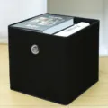 Black foldable fabric storage box for closet clothes organizer and home bin container. - Large (28*28*28cm) / Black Round Hole Open Top