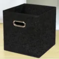 Scatola di immagazzinaggio pieghevole in tessuto non tessuto nero con manico per vestiti. - Trifoglio Nero