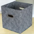 Scatola portaoggetti pieghevole in tessuto grigio con motivo floreale e maniglie. - Trifoglio Grigio Senza Coperchio