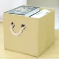 Scatola di immagazzinaggio pieghevole in tessuto non tessuto, organizer beige per armadio. - (Corda di Canapa) Senza Coperchio Kaki