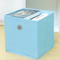 Scatola portaoggetti in tessuto pieghevole con maniglia in metallo per armadio blu - Blu Foro Tondo Top Aperto