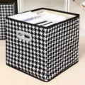 Scatola portaoggetti in tessuto pied-de-poule, contenitore pieghevole per vestiti. - Stile Cassetto Pied de Poule Nero