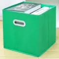 Scatola portaoggetti in tessuto pieghevole verde organizer per vestiti e articoli vari - Stile Cassetto Verde Scuro Doppio Manico