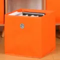 Scatola portaoggetti in tessuto pieghevole arancione organizer armadio senza coperchio. - Arancione Foro Tondo Top Aperto
