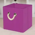 Scatola portaoggetti pieghevole in tessuto non tessuto viola con manico in corda armadio. - (Corda di Canapa) Senza Coperchio Viola
