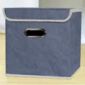 Foldable non-woven fabric storage box with lid and handle for home closet organizer. - Lidded Dragon Pattern - Gray