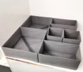 Grey foldable non-woven fabric storage box set of 6 for underwear and socks organization. - Six-Piece Set / Dark Gray