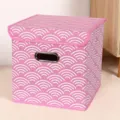 Scatola portaoggetti pieghevole in tessuto rosa con coperchio, motivo a onde per vestiti. - Grande (28x28x28cm) / Nuvola Rosa Con Coperchio