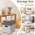 Foldable fabric storage box with lid and handle 11x11x11 inch grey geometric pattern organizer. - 28*28*28CM / Light Gray with Polka Dots (Lidded)