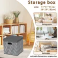 Foldable fabric storage box with chevron pattern, 11x11 inch cube organizer for home. - 28*28*28CM / Gray with Leaf Pattern (Lidded)