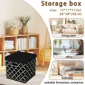 Foldable fabric storage box with lid and handle, perfect for wardrobe organization and toys. - 28*28*28CM / Black with Lantern Pattern (Lidded)