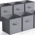 Grey fabric foldable storage box for home wardrobe and closet clothes organizer bin - Gray