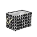 Panier de rangement en tissu géométrique noir et blanc avec poignées en corde pour jouets. - Noir