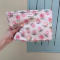 Cute pink strawberry cosmetic bag, large capacity travel makeup storage pouch for women. - L / Berry Pattern