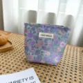 Floral cosmetic bag for women, cute mini makeup pouch, portable lipstick storage organizer. - S / Purple Floral