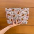 Korean style cute puppy print makeup bag, portable travel toiletry pouch and storage organizer. - Spring Wild Dog / L