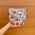 Pink cute puppy print cosmetic bag, portable canvas makeup pouch for women and travel use. - Spring Wild Dog / S