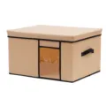 Grande scatola porta abiti pieghevole in tessuto con finestra trasparente e coperchio. - Taglia L / Beige
