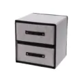 Grey fabric double drawer storage box for underwear and socks organizer home use. - Upgraded Large Washable 2-Layer 2-Drawer / Light Gray