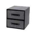 Grey fabric two-drawer storage box for underwear socks and closet organizer bin. - Upgraded Large Washable 2-Layer 2-Drawer / Dark Gray