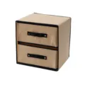 Fabric double drawer storage box for underwear and socks, beige desktop organizer unit. - Upgraded Large Washable 2-Layer 2-Drawer / Beige