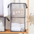 Cesta de ropa de malla plegable organizador de almacenamiento de ropa gris para dormitorio. - Capa Simple Plegable / Gris claro