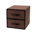 Brown fabric 2-drawer storage box desktop organizer for underwear socks clothes cosmetics - Upgraded Large Washable 2-Layer 2-Drawer / Coffee