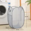 Cesta para ropa sucia Plegable de malla con asas, organizador transpirable para juguetes y ropa. - Vertical / Gris