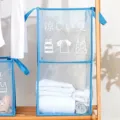 Cesta de ropa plegable de malla estilo japonés, organizador de ropa transpirable para dormitorio. - Capa Simple Plegable / Azul cielo