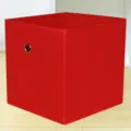 Scatola portaoggetti in tessuto rosso, cubo pieghevole con occhiello in metallo. - Rosso