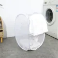 Opvouwbare wasmand van mesh, ademende opbergmand voor het opbergen van kleding thuis. - Vierkante Gaas Zak Wasmand / Wit