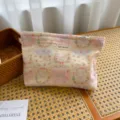 Pastoral bunny plaid cosmetic bag, cute travel storage pouch for makeup and daily items. - Rabbit and Flower Poem