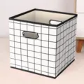 Faltbare Stoff-Aufbewahrungsbox mit Gittermuster, robuster Organizer für Kleidung und Spielzeug. - L / Ohne Deckel - Weißes Gitter