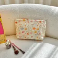 Cute floral cosmetic bag for women, large capacity makeup pouch, portable toiletry organizer. - Flower Mirror Elf