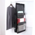 Schwarzer hängender Handtaschen-Organizer mit mehreren Fächern für den Kleiderschrank. - Schwarz