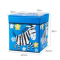 Pouf contenitore pieghevole zebra blu in tessuto scatola portaoggetti giocattoli con coperchio - 30x30x30cm / Zebra Blu Quadrata