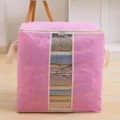 Grand sac de rangement pour couette en tissu non tissé avec fenêtre transparente et zip. - Vertical / 47x28x50cm / Rose