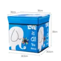 Blue folding storage stool with cute elephant print, practical home organizer box SKU. - 30x30x30cm / Blue Elephant