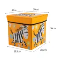 Foldable cartoon zebra storage stool toy box cube fabric organizer chest home use - 30x30x30cm / Yellow Zebra