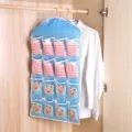 Organizer per armadio da appendere con tasche trasparenti, ideale per calze e biancheria intima. - Blu