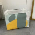 Opvouwbare stoffen opbergmand, groene geometrische patroon kleding organizer doos voor speelgoed. - Met Trekkoord Dielaag Verdikt / Luxe Tijd Groot
