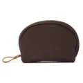 Portable small cosmetic bag, travel toiletry pouch, fashion shell storage organizer case. - Brown