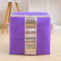 Grand sac de rangement pour couette en intissé avec fenêtre transparente et poignées de transport. - Vertical / 47x28x50cm / Violet