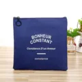 Portamonete con zip in tela blu, mini borsa portaoggetti portatile per uso quotidiano. - Medio (17.5x17cm) / Blu Marino