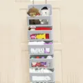 Organisateur suspendu gris de porte multi-poches avec fenêtres transparentes pour chambre. - Sac Suspendu 5 Compartiments / Gris