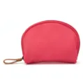 Small shell cosmetic bag, red portable travel makeup organizer with convenient leather pull. - Rose Red